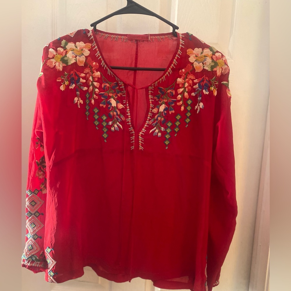 JHONNY WAS embroidered long sleeves blouse size PXS.